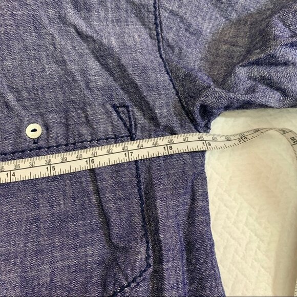 𝅺max Studio🌸 Top Button Up Denim Casual Fitted Blouse Shirt - Picture 7 of 8